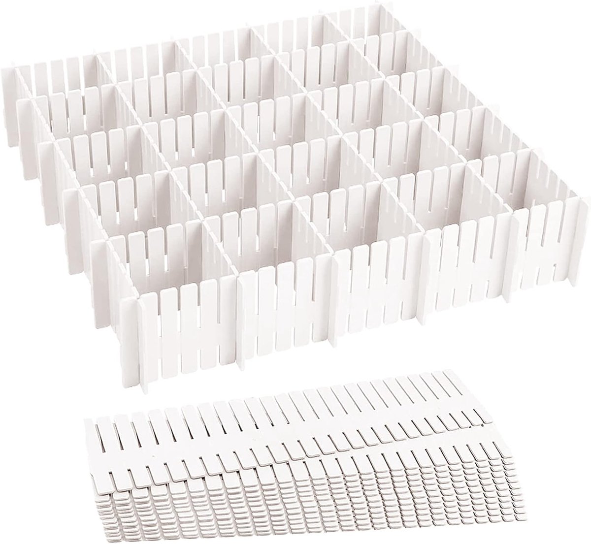 24 stuks ladeverdelers, ladeverdelers, 37 cm, verstelbare lade-organizers, witte scheidingswanden, lade-inzetstuk voor ondergoed, sokken, cosmetica, slaapkamer