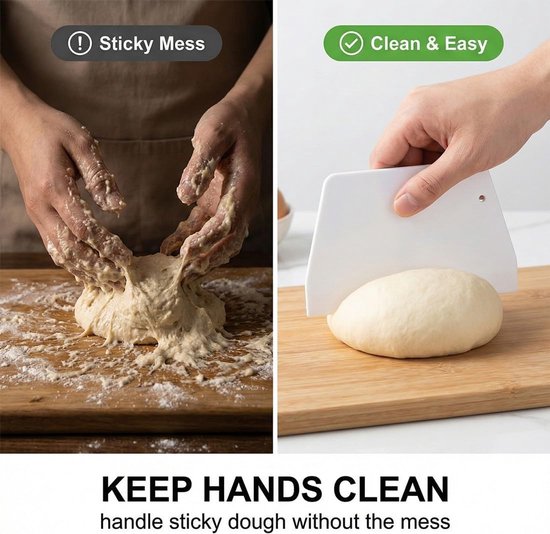 Multifunctionele schraper voor de keuken, 3 stuks, tarock voor deeg, van flexibel kunststof, gereedschap, voor cake, pasta, pizza, brood, groenten, keukengerei, multifunctionele deegsnijder — afbeelding 4