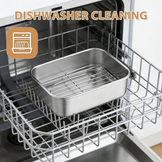 Ovenschaal voor airfyer, 20 x 15 x 5 cm, vierkante ovenschaal met druiprooster en hittebestendige handgrepen, heteluchtfriteuse-accessoires voor Ninja, Cosori, Philips — afbeelding 3