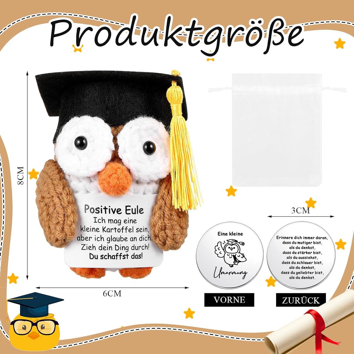Uil pop en kleine omarming geluksbrenger je creatiefst cadeau creatieve breiwol uil pop examen geluksbrenger Pocket Hug Mutmaker opvrolijken goed beter cadeau — cadeau in Cadeau-ideeën - foto 5