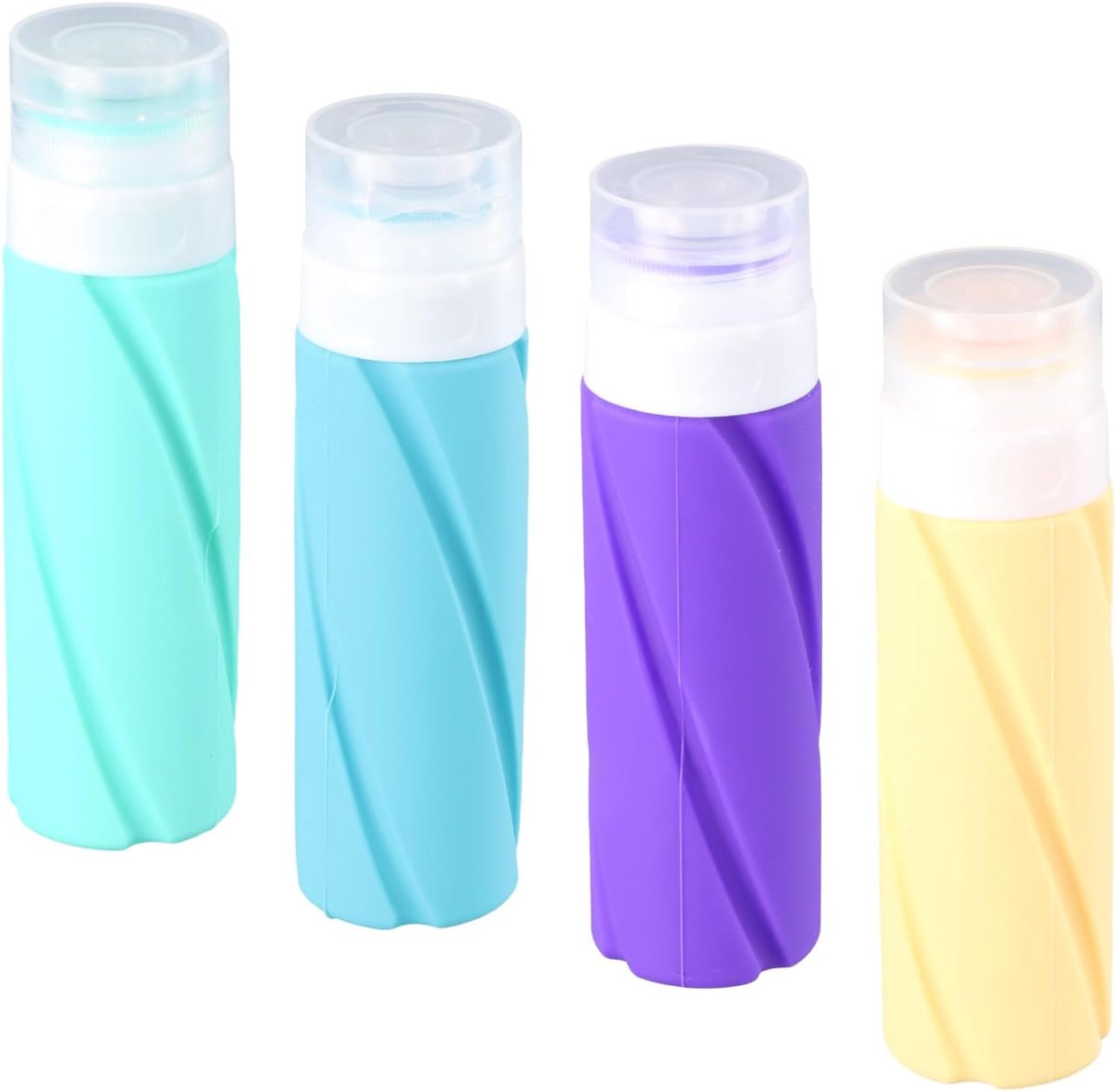 4 stuks reisflessen om te vullen, 100 ml, reisset voor vrouwen met reisformaat, siliconen navulbare flessen, reisgadgets