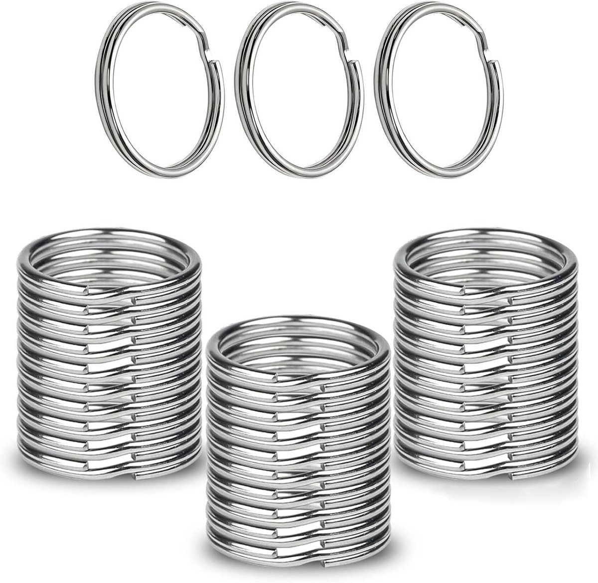 30 mm sleutelringen, 50 stuks, metalen ronde sleutelhangers, ring voor sleutels, sleutelhangers, accessoires, knutselen, ornamenten en doe-het-zelf, zilver