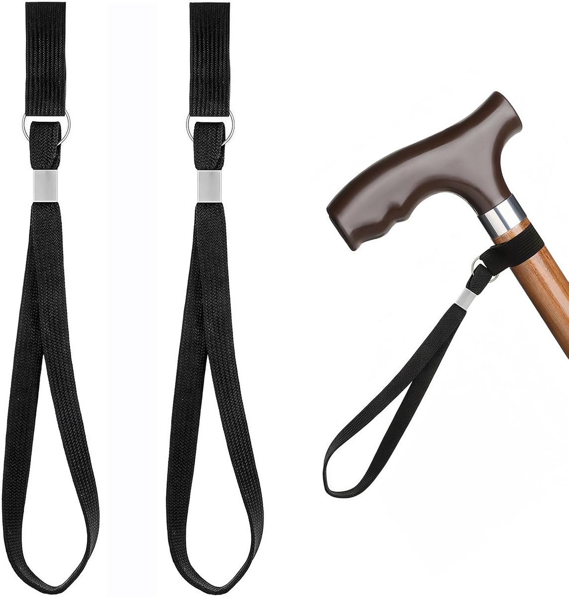 2 stuks wandelstok polsriemen, verstelbare wandelstok polsriem van nylon, universele lus voor loopstokken, krukken en wandelstokken, veilige bevestigingsband voor meer stabiliteit
