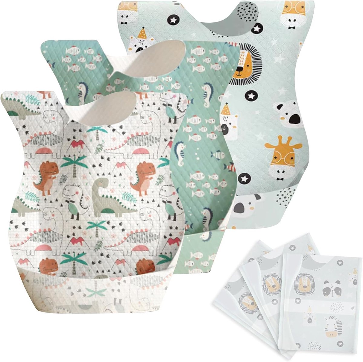 Slabbetje voor baby's, waterdicht, met PE-coating, absorberend, zachte stof, slabbetje met zak, praktisch voor jongens en meisjes, 0-36 maanden