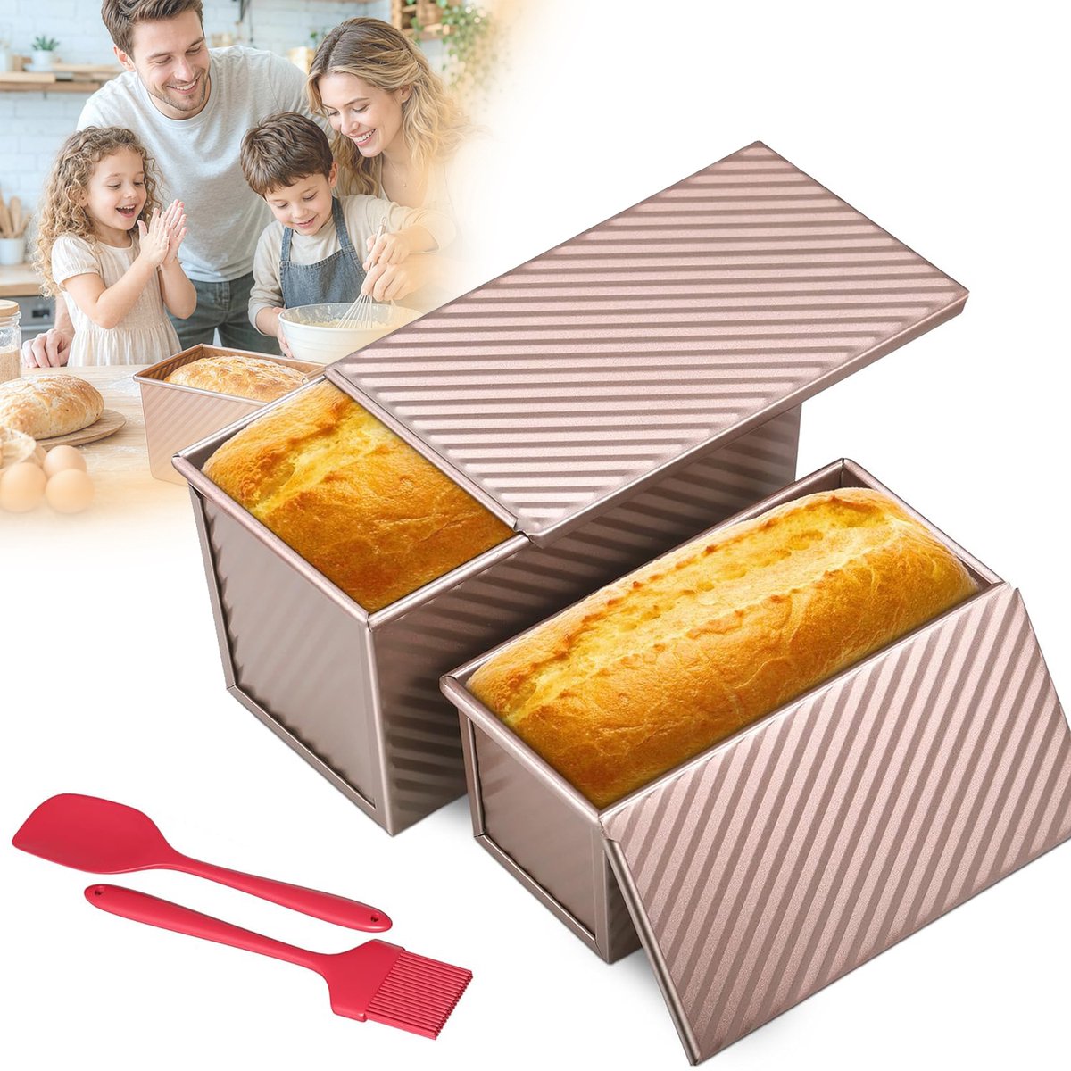 2 Bakvorm Met Deksel - Bakvormen Voor Brood Met Antiaanbaklaag - Pullman-Broodvorm - Sandwichbroodvorm Van Koolstofstaal