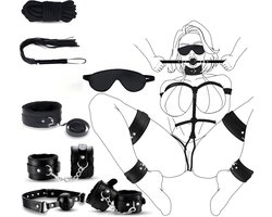 Bondage BDSM Kit Boeien, 7-delige bondage boeien set Fetisj bed boeien kits Handboeien Flogger Touw Kraag Oogband SM Spelletjes voor volwassenen voor vrouwen, mannen en koppels Seksspeeltjes