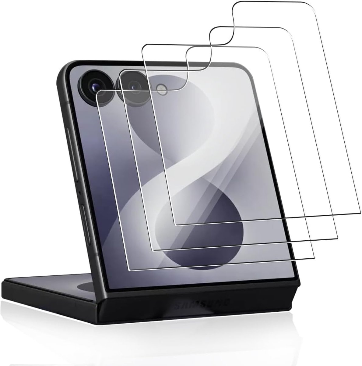 Beschermfolie voor Samsung Galaxy Z Flip 8 pantserglas, 3 stuks 9H hardheid pantserglas compatibel met Z Flip 8 veiligheidsglas, HD helder anti-kras anti-luchtbellen displaybeschermfolie