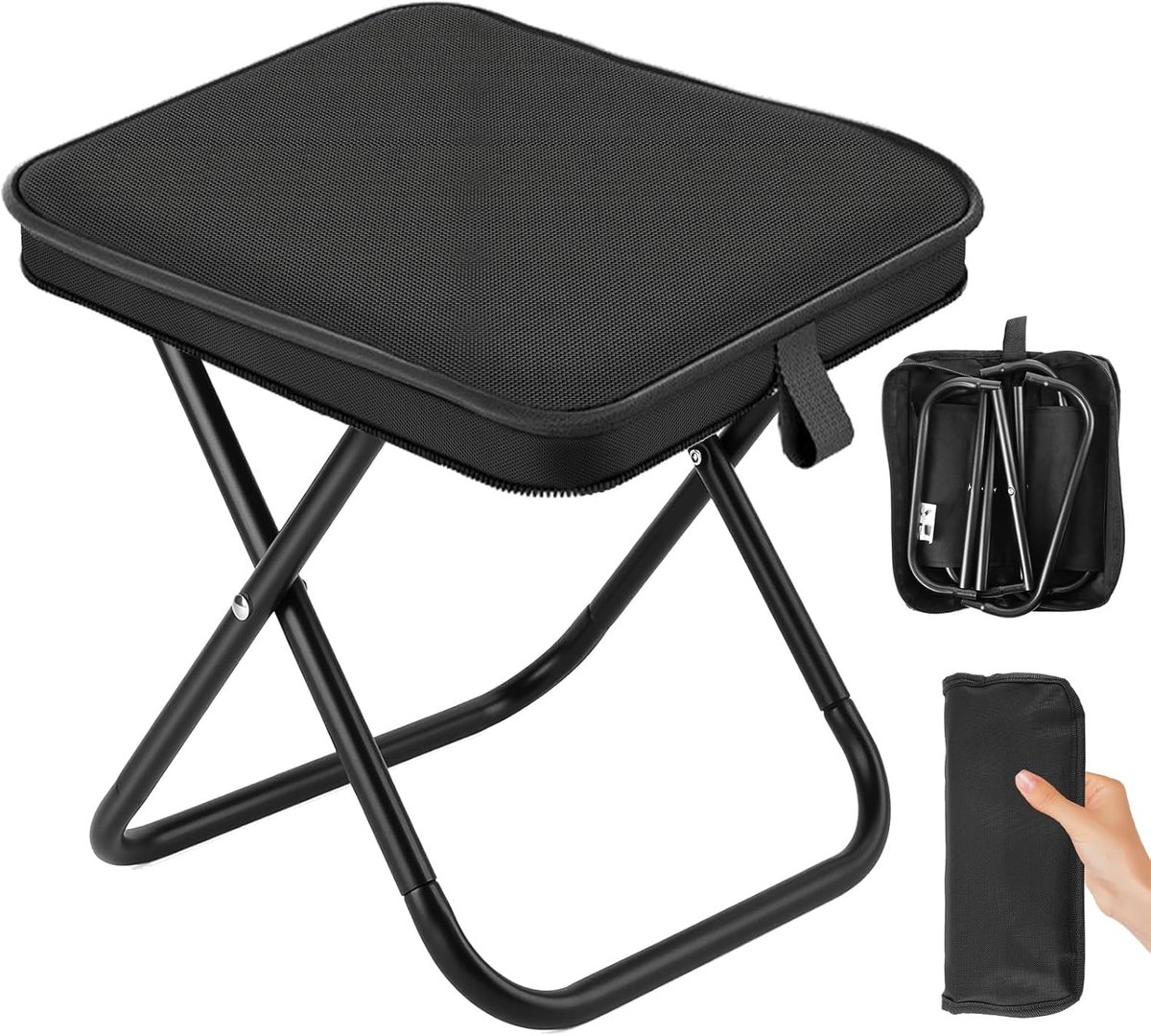 SnelShoppen - Opvouwbare Campingkruk Groot, Draagbare Klapkruk met Vergrote Zitting, Lichtgewicht en Stabiel, Tot 120 kg, Voor Camping, Vissen, Pickni
