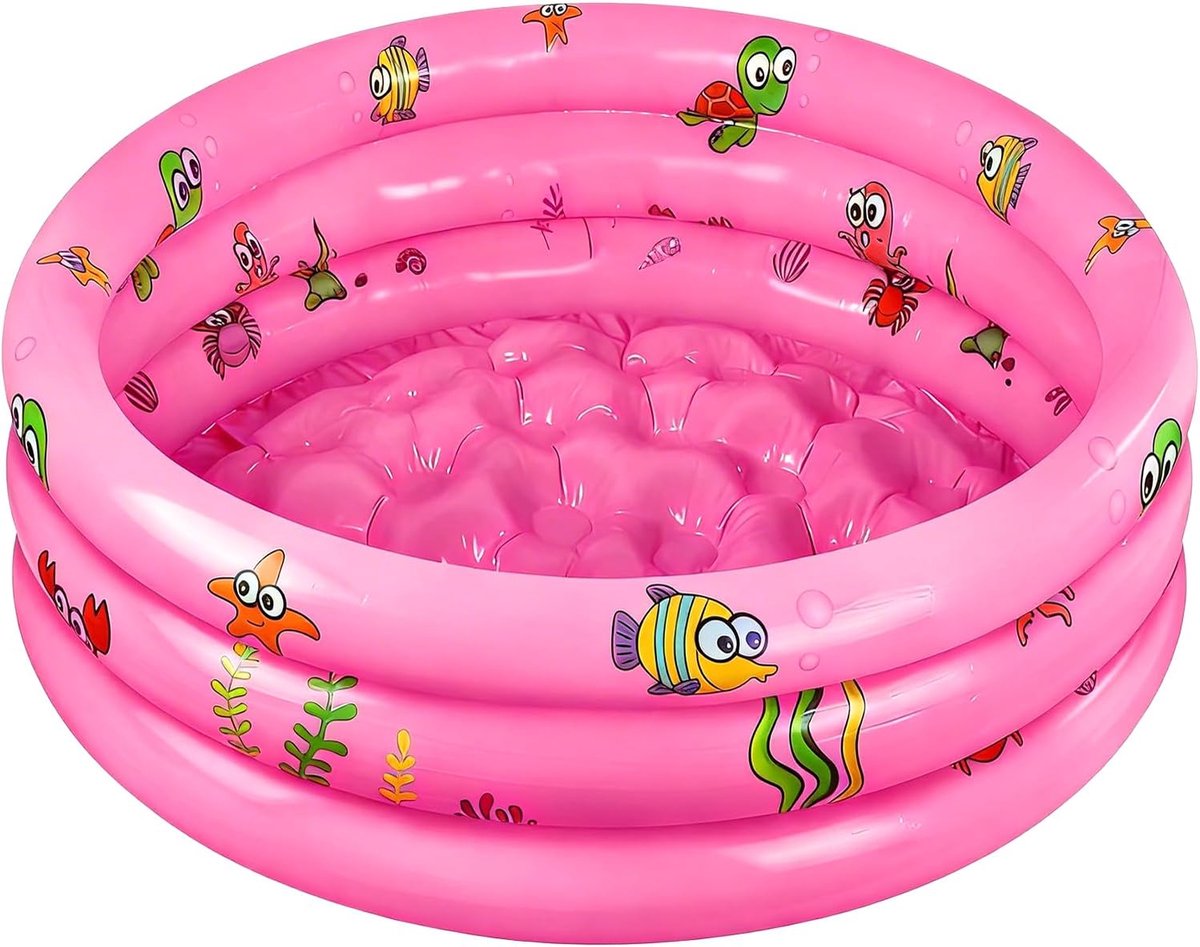 SnelShoppen - Opblaasbaar Kinderbadje Ø100cm - Roze - Kinderzwembad - Veilig & Huidvriendelijk PVC - Perfect voor Tuin, Strand, Balkon - Ideaal voor P