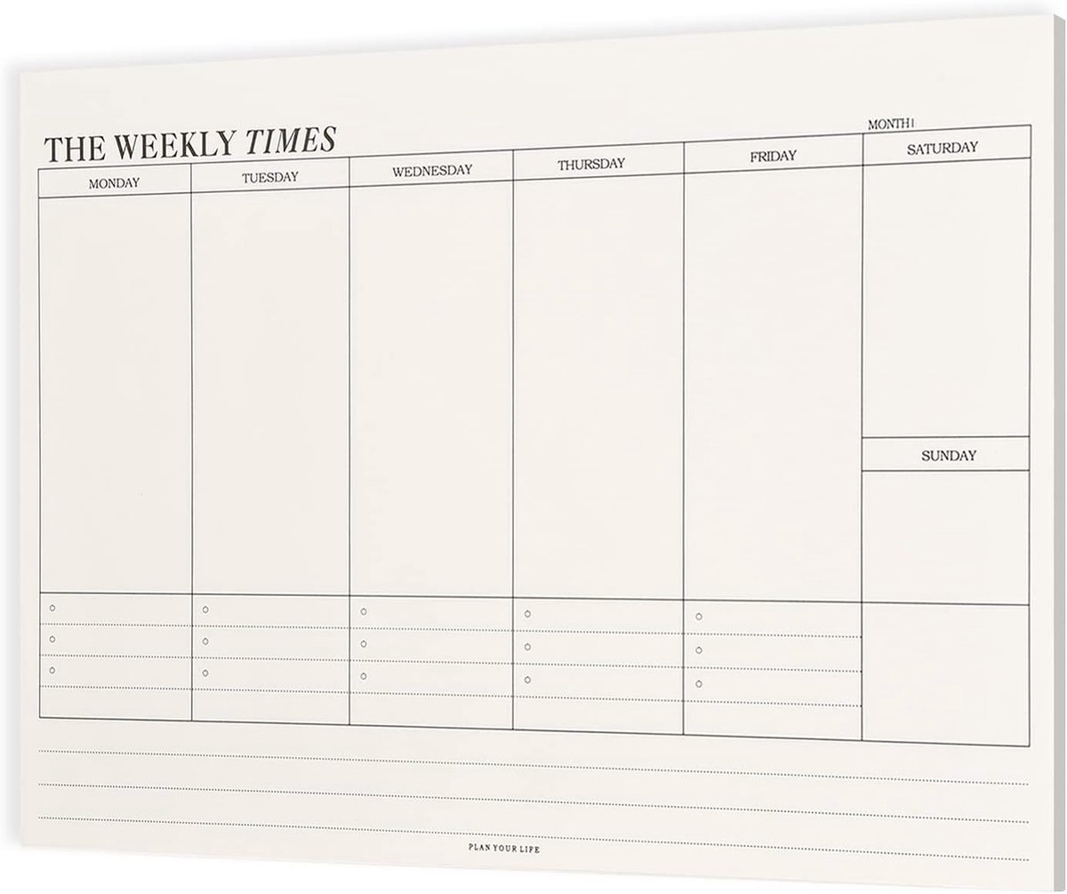 SnelShoppen - Weekplanner met To-Do-Lijst en Gewoontetracker - 60 Vellen, 24,5 x 17,5 cm, Crèmekleurige Agenda voor School, Kantoor en Huishouden - Bl