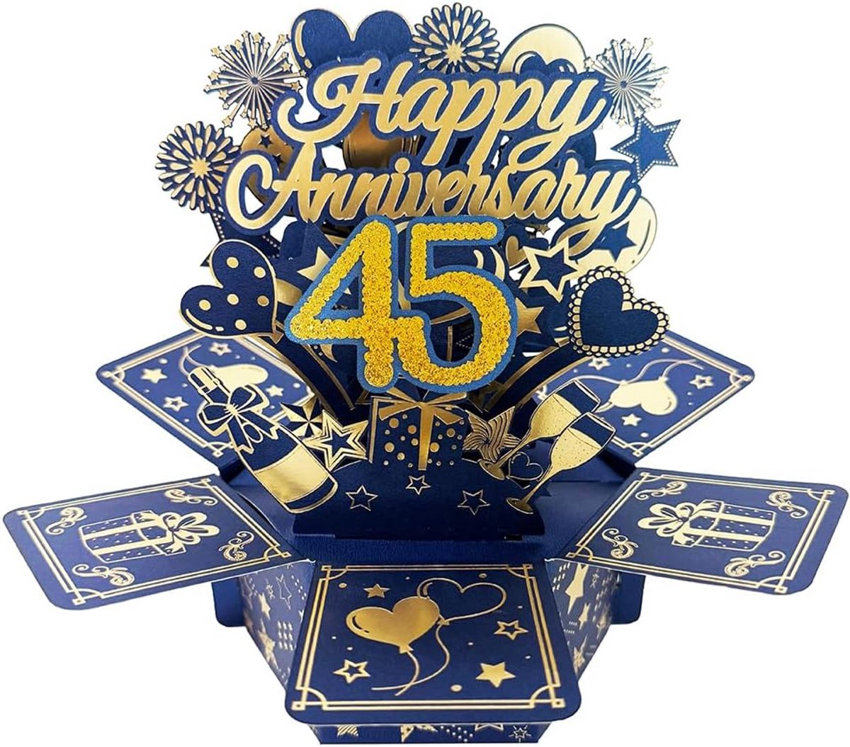 SnelShoppen - 3D Pop Up Wenskaart 45-jarig Huwelijksjubileum voor Hem en Haar, Groot en Uniek Cadeau voor Echtgenoten, Perfect voor Koppels, Vriendsch