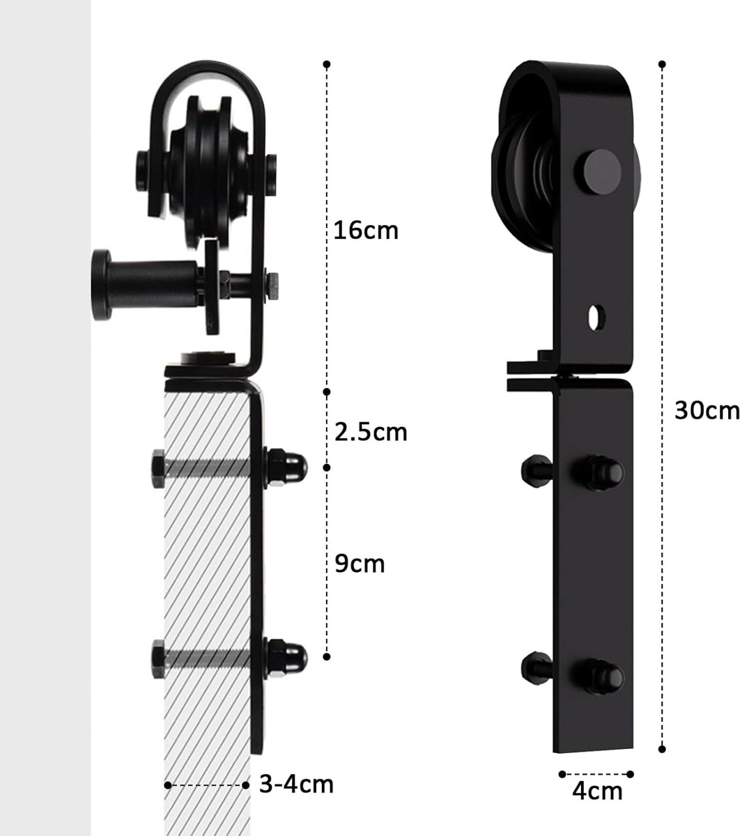 Schuifset 100 cm - Zware staalconstructie - Voor dubbele houten deuren - Ruimtebesparend ontwerp - ShopVlot