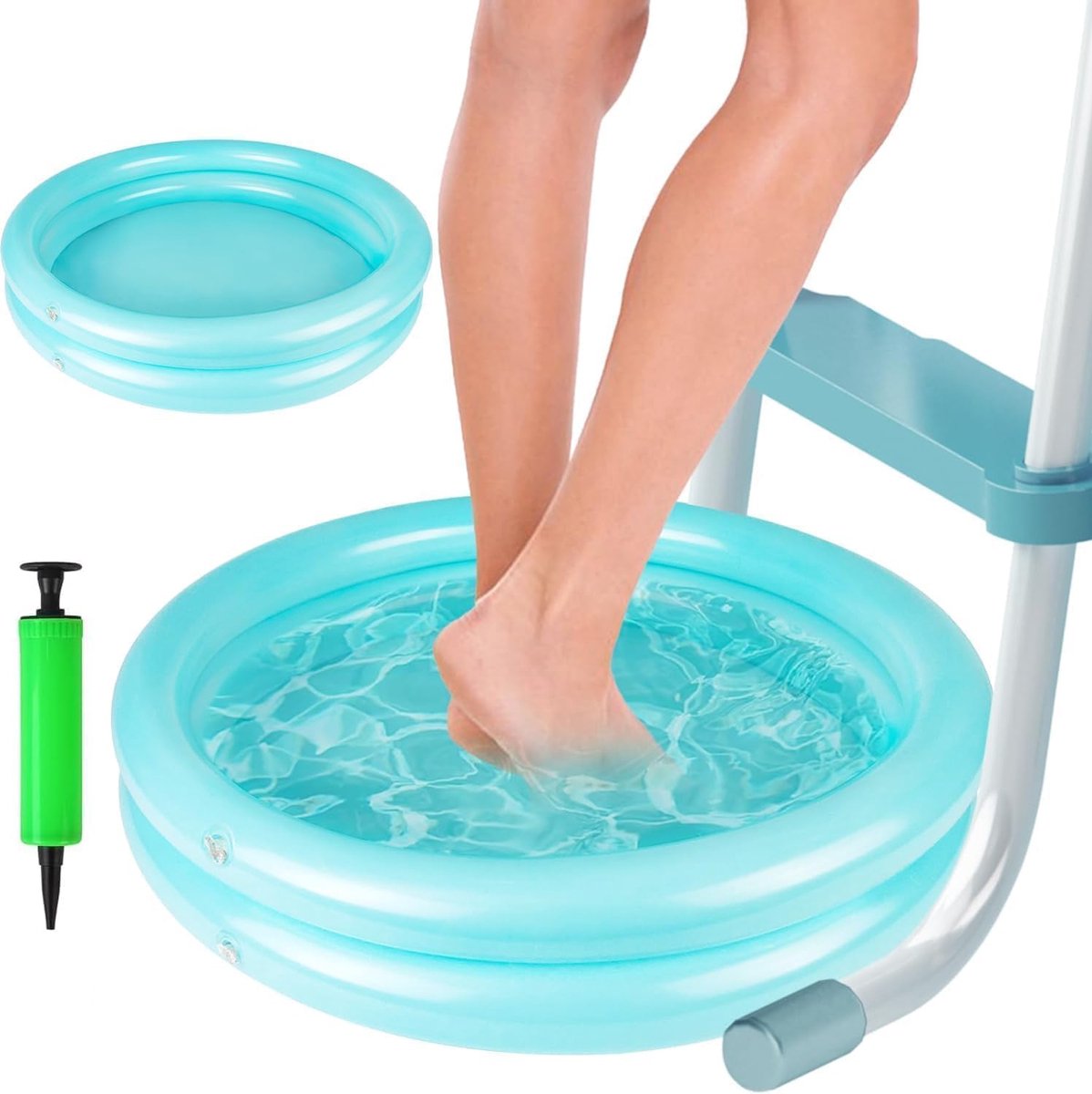 SnelShoppen - Opblaasbaar Voetenbad 60 cm, PVC Blauw met Pomp voor Pool Toegangstrap, Spa, Buitenzwembad Accessoires