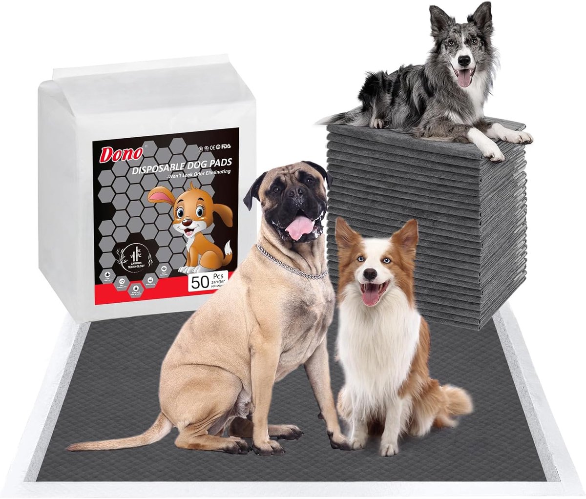 SnelShoppen - 50 Stuks Puppy Training Pads 90x60 cm - Lekvrij, Sneldrogend, Geurcontrole met Houtskool, 6 Laags voor Kleine Honden