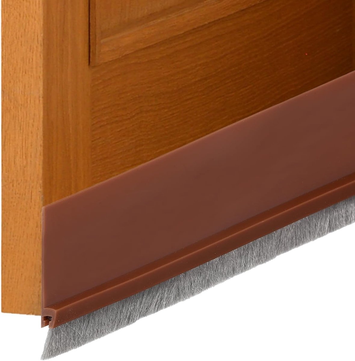 SnelShoppen - Deurafdichting voor Deuronderkant 2 x 100 cm, Tochtstrip met Borstel, Zelfklevend, Voor Buitendeuren en Interne Deuren, Blokkeert Stof,