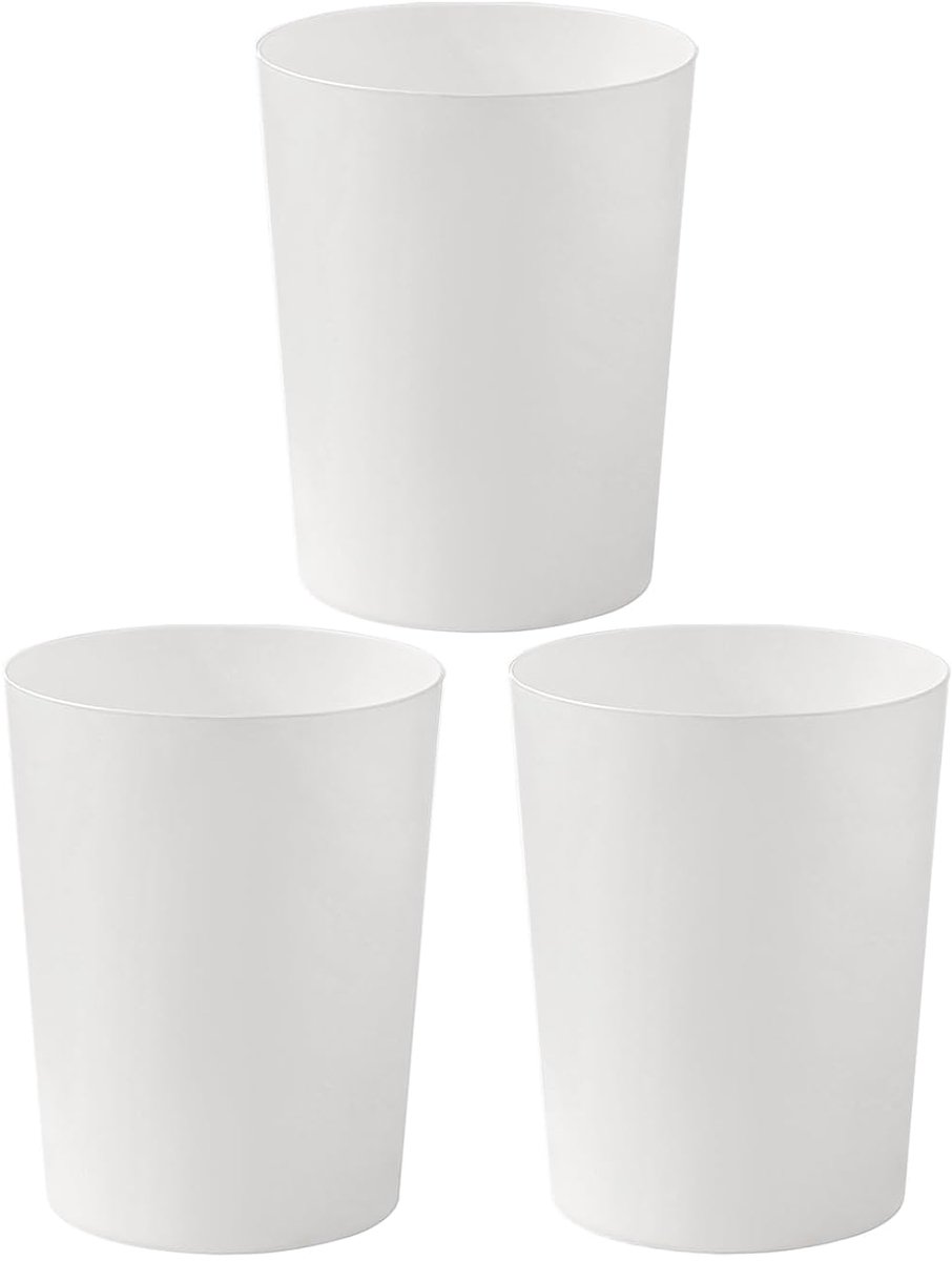 SnelShoppen - Cetomo 7.2L Set van 3 - Afvalbakken, Prullenbakken, Papierbin, Duurzaam Plastic, BPA-vrij, Wit, Ideaal voor Badkamers, Keuken, Thuiswerk