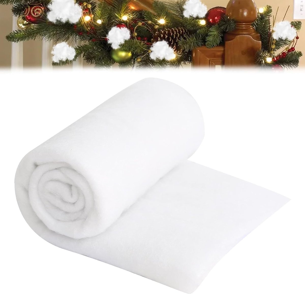 Kunstsneeuwdeken, 150 x 40 cm, sneeuwwatten, decoratie, kunstsneeuw, voor kerstdecoraties, dorpdisplays onder de kerstboom
