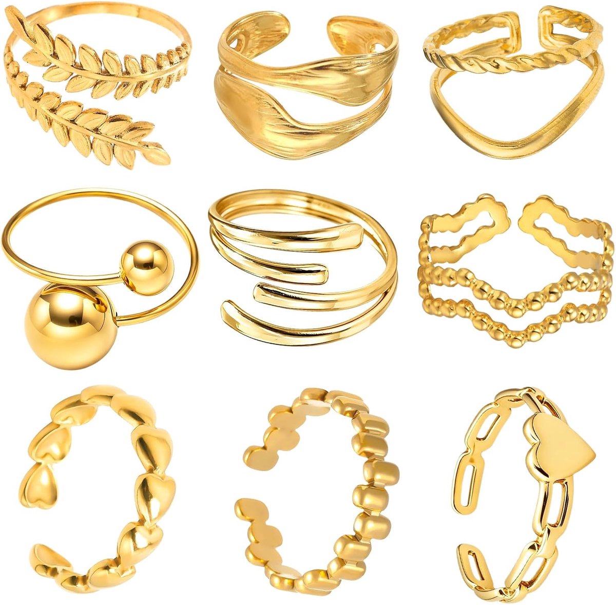 Ringen voor dames, roestvrij staal, titaniumstaal, verstelbaar, waterdicht, kan worden gestapeld, ringen voor vrouwen, creatieve geschenken
