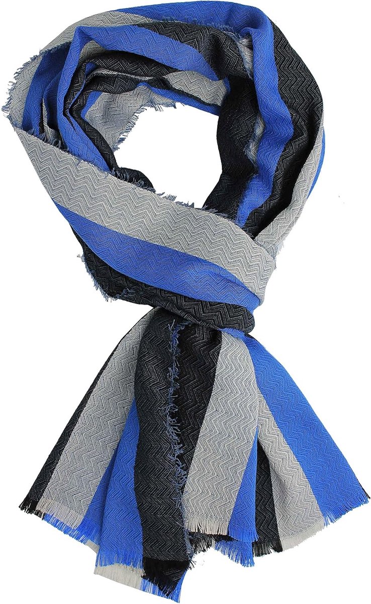 Katoenen sjaal dames sjaal zomersjaal heren sjaal strepen licht blauw licht Made in Germany, blauw, (LXB) 190 x 50 cm