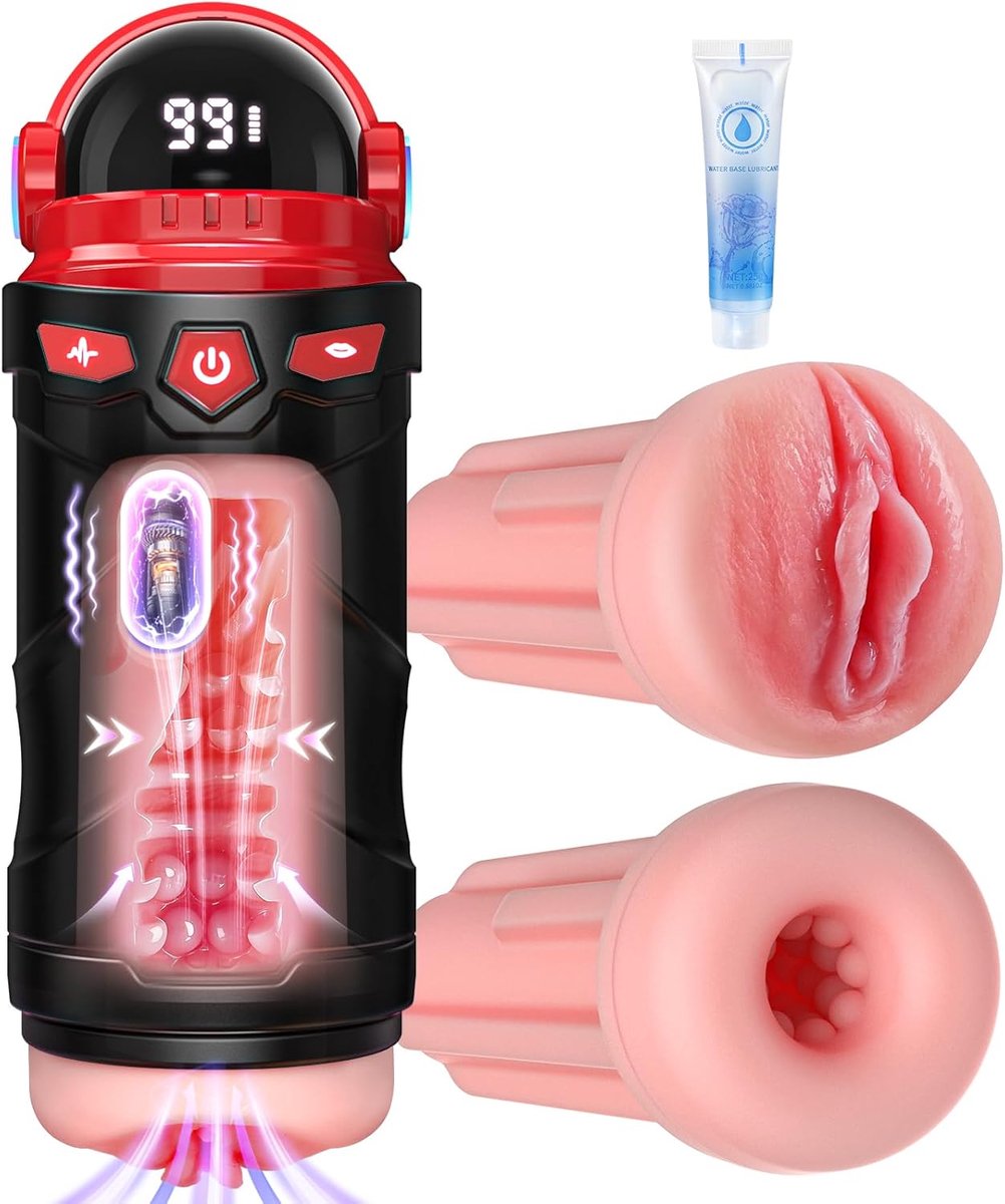 Elektrische Masturbator met Dubbele Pads, Seksspeeltjes voor Mannen Koppelspeeltjes met 7 Vibraties & Zuigkracht, Zakvagina Masturbators Man Solo Penisvibrator