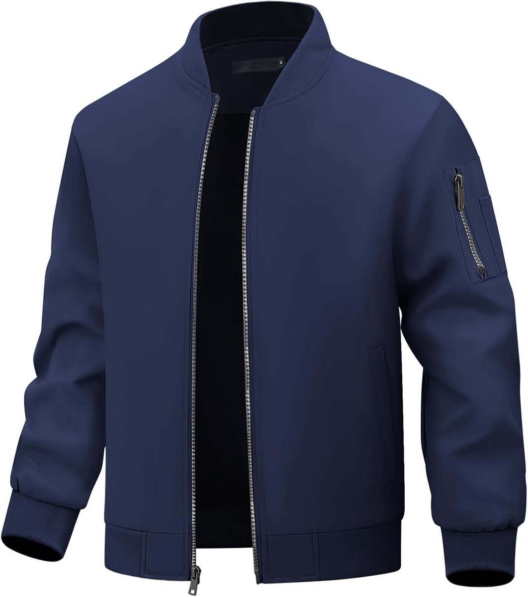Bomberjack voor heren, casual, lichtgewicht, windjack, opstaande kraag, buitenkleding, lente, herfst, sportwear