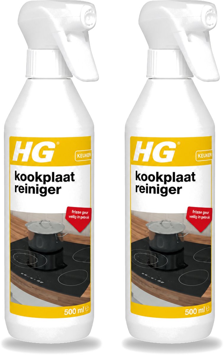2 x HG - Kookplaatreiniger Spray - Frisse Geur - Veilig in Gebruik - 500 ml - Bulkverpakking - 2 stuks