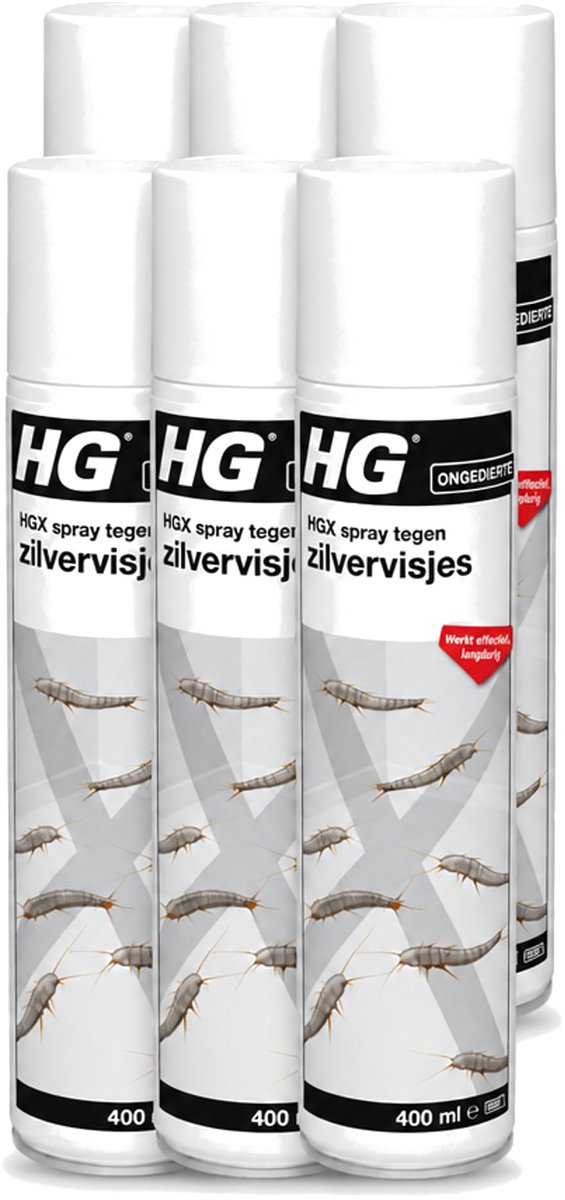 6 x HG X - Spray tegen Zilvervisjes - Langdurige Bescherming - 400 ml - Voordeelverpakking - 6 stuks