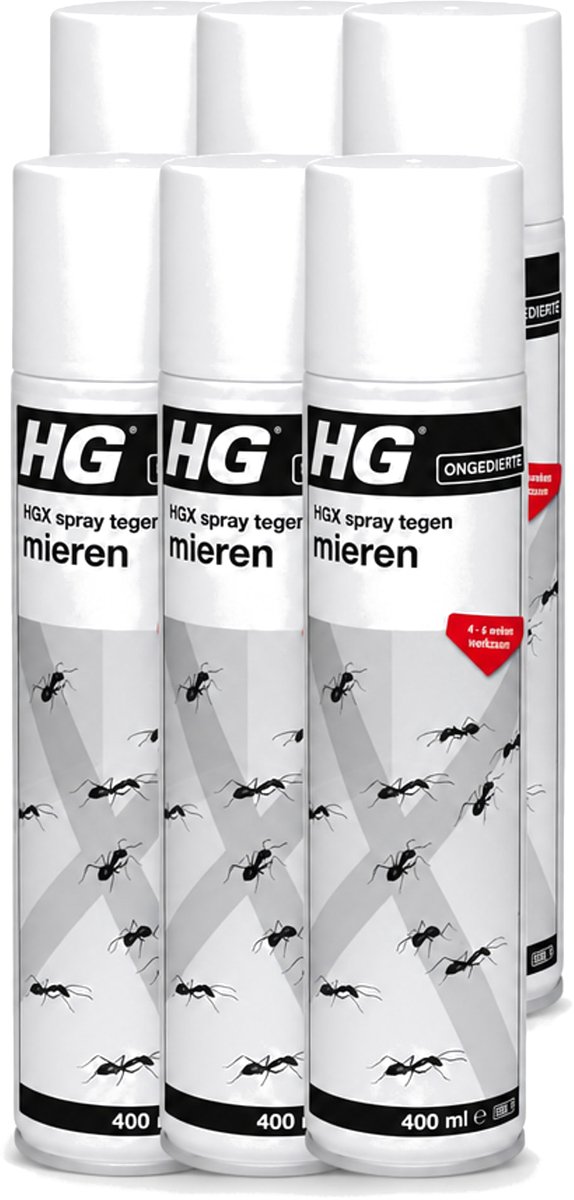 6 x HG X - Spray tegen Mieren - Direct Werkende Mierenbestrijding - 400 ml - Voordeelverpakking - 6 stuks