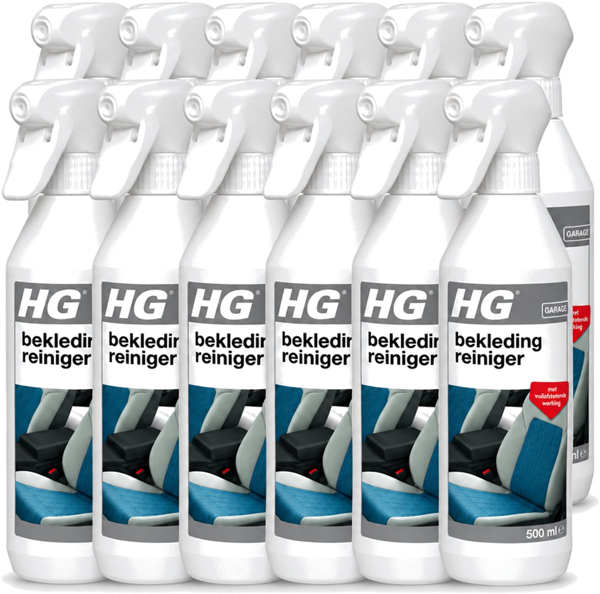 12 x HG - Garage - Bekledingreiniger - Met Vuilafstotende Werking - 500 ml - Voordeelverpakking - 12 stuks