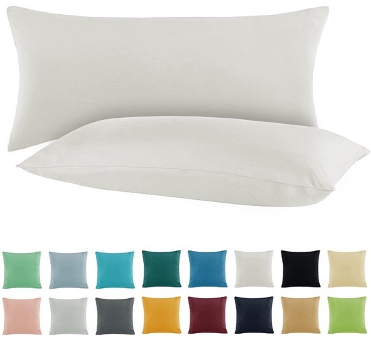 Set van 2 jerseykussenhoezen - 100% katoen - 40 x 60 cm - wit