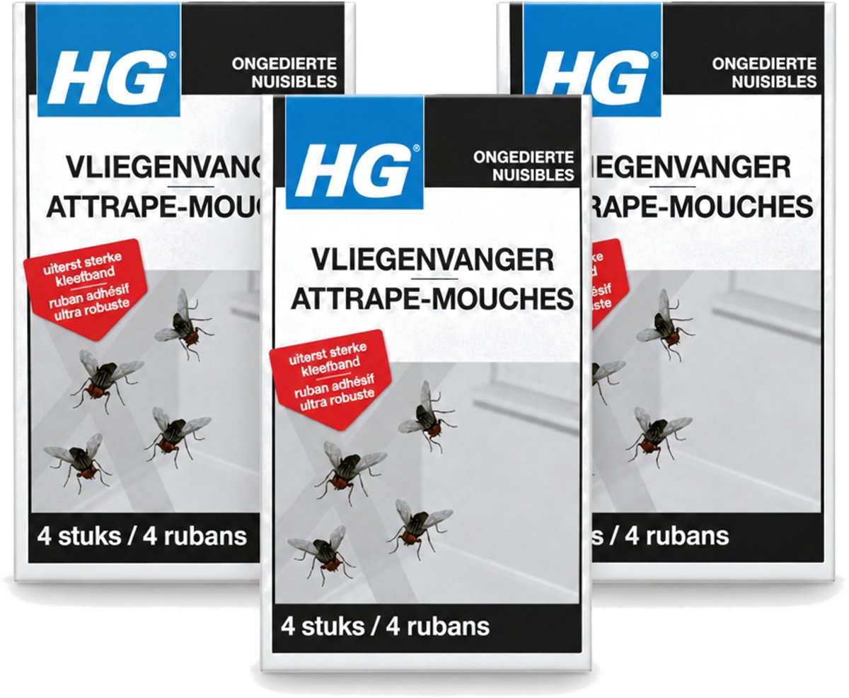 3 x HG X - Vliegenvanger - Sterke Kleefband - 4 Vliegenvangers - Bulkverpakking - 3 stuks