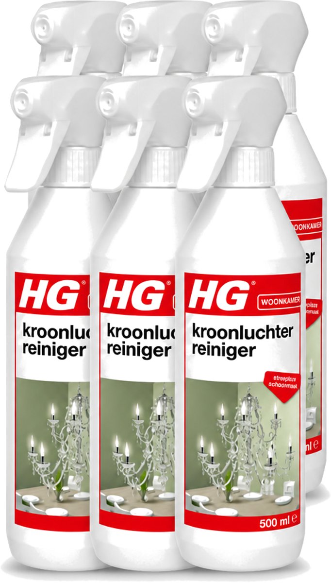 6 x HG - Kroonluchterreiniger - Streeploze Schoonmaak - 500 ml - Voordeelverpakking - 6 stuks