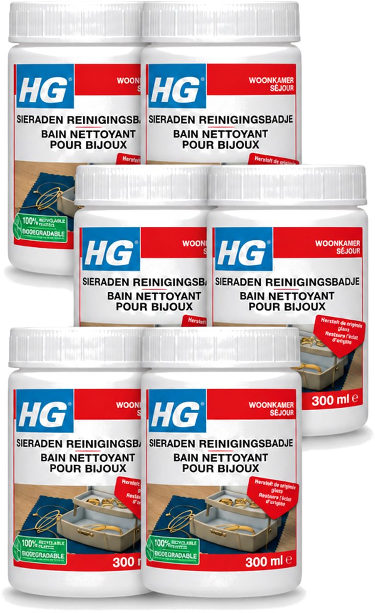 6 x HG - Sieraden Reinigingsbadje - Glansherstellend - 300 ml - Voordeelverpakking - 6 stuks