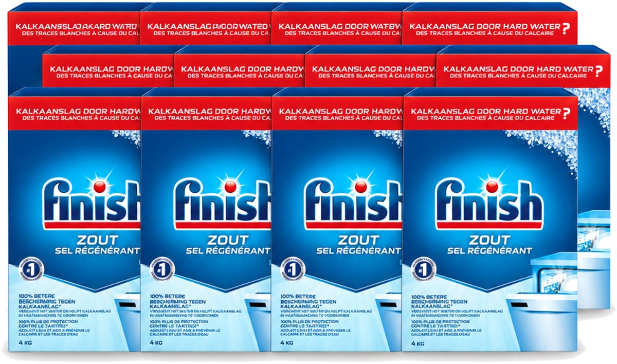 12 x Finish - Vaatwasmachine Zout - Anti-Kalk & Anti-Corrosie - 4 kg - Voordeelverpakking - 12 stuks