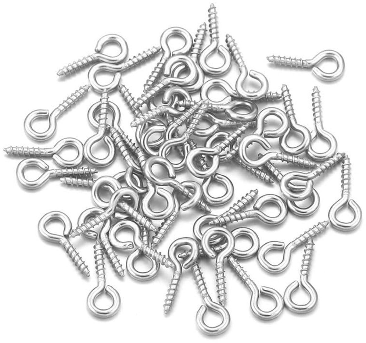 200 stuks mini-oogschroeven, 5 x 10 mm/6,5 x 13 mm, kleine zelftappende oogpennen schroeven voor het maken van sieraden, doe-het-zelf, hangende ornamenten