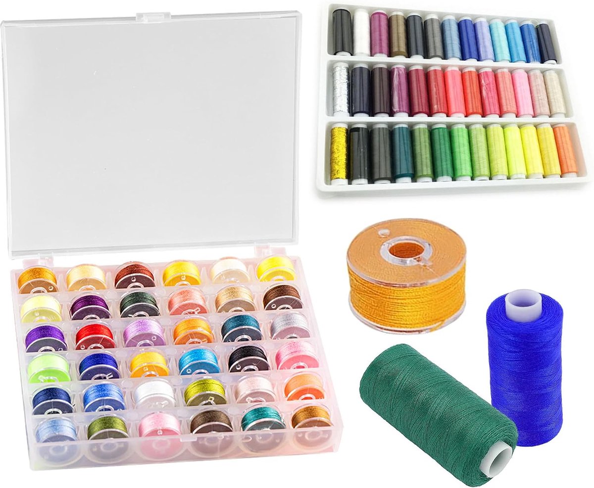 72-delige Naaigarenset voor Naaimachine, 36 kleuren polyesterdraad (400m/spoel), scheurbestendig voor naaien & borduren, inclusief naaimachine-accessoires