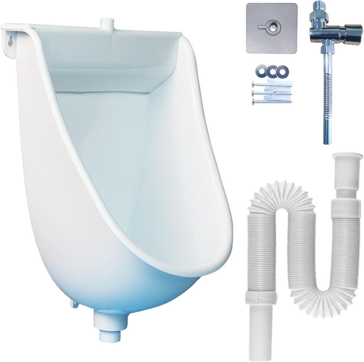 Urinoir, urinoir voor mannen, wandgemonteerde wandurinoir, kunststof waterloos, draagbare urineafscheider voor camping, tuin, kelder, bouwplaats, toilet