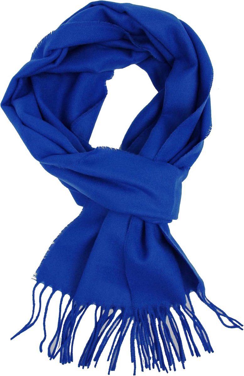 Sjaal heren sjaal dames wintersjaal unisex effen zacht en soepel, koningsblauw, 180x28cm/LxB