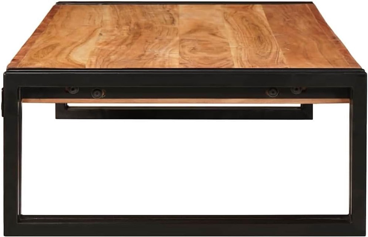 Badkamerrek van massief hout acacia en ijzer, 100 x 50 x 23 cm, slank modern design voor badkamer, ruimtebesparende opslag voor handdoeken en toiletartikelen, eenvoudig
