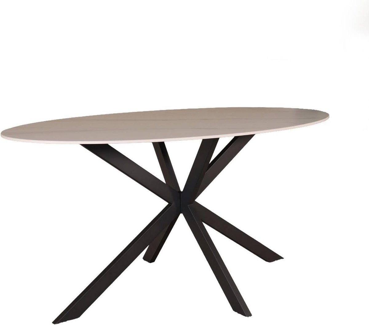 Eettafel ovaal 160cm Figo marmerlook wit ovale tafel steen