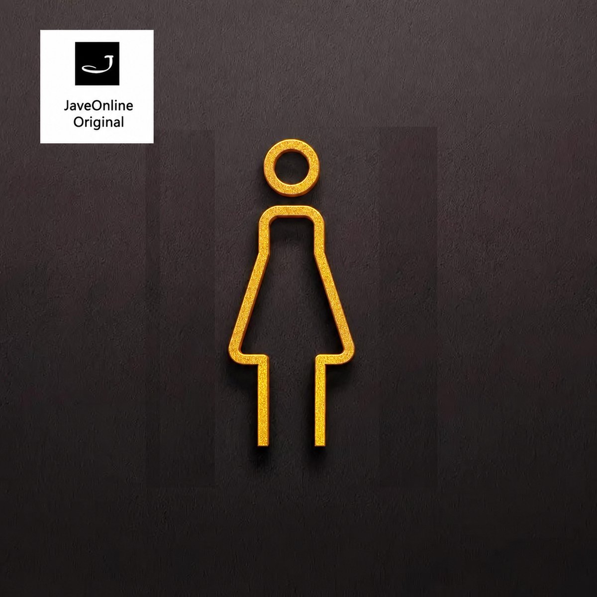 Pictogram kleedkamer of toilet - VROUW 3D - - Strak goudkleur - Hoogwaardig Acryl bord - Zelfklevend - Pictogram - Deurbord - Dames kleedkamer of toilet