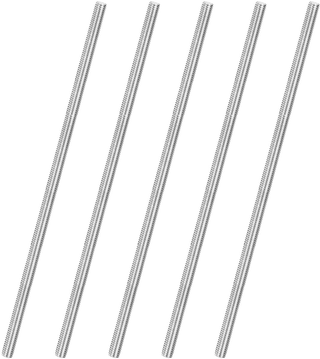 5 stuks complete draadstangen, M6 x 200 mm 304 roestvrij staal rechte draadstang voor meubel/broeikas/U-bouten, metrische schroefdraadschroeven