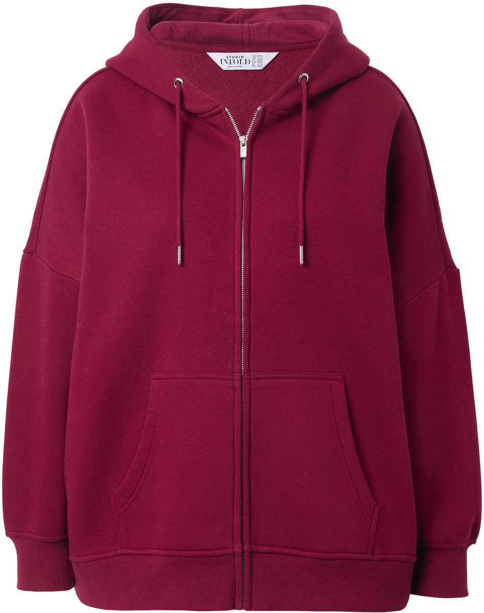 Studio Untold - Dames - Hoodie-jack oversized capuchon - Wijnrood - Maat 54+