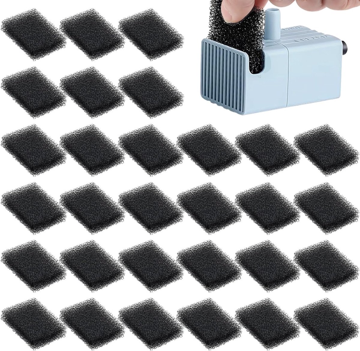 30 stuks kattendrinkfontein sponsfilters, vervangende schuimfilters compatibel met Petkit Eversweet 3 Pro/Solo 2/Solo SE, vervangingsfilter voor huisdierfontein voor schoon water