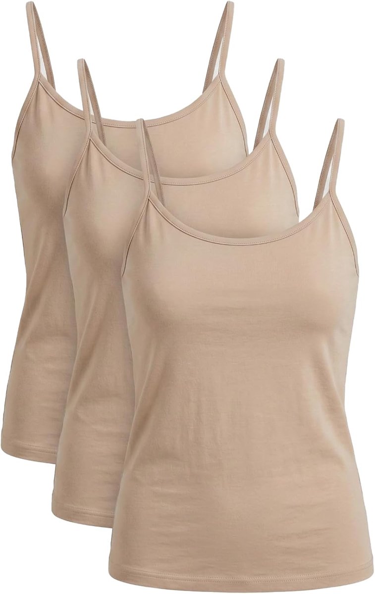 Set van 3 damestops met spaghettibandjes met kanten rand, elastische basic cami voor dagelijks gebruik, comfortabel nauwsluitend onderhemd, veelzijdige top met bandjes om te combineren en