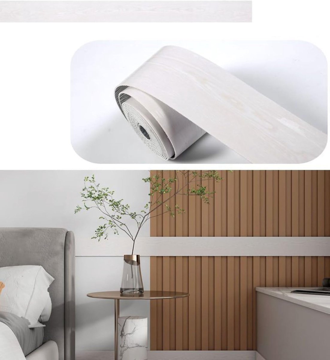 And Stick Behang Grens Zelfklevende Muur Border Sticker Thuis Plafond Decoratieve Rand voor Badkamer Woonkamer Keuken Wit Hout 10x500cm