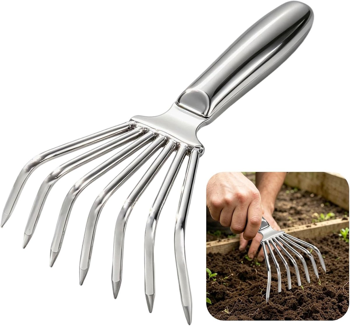 Hand Rake,RVS onkruid Puller Tool,Mini Garden Leaf Claw Rake