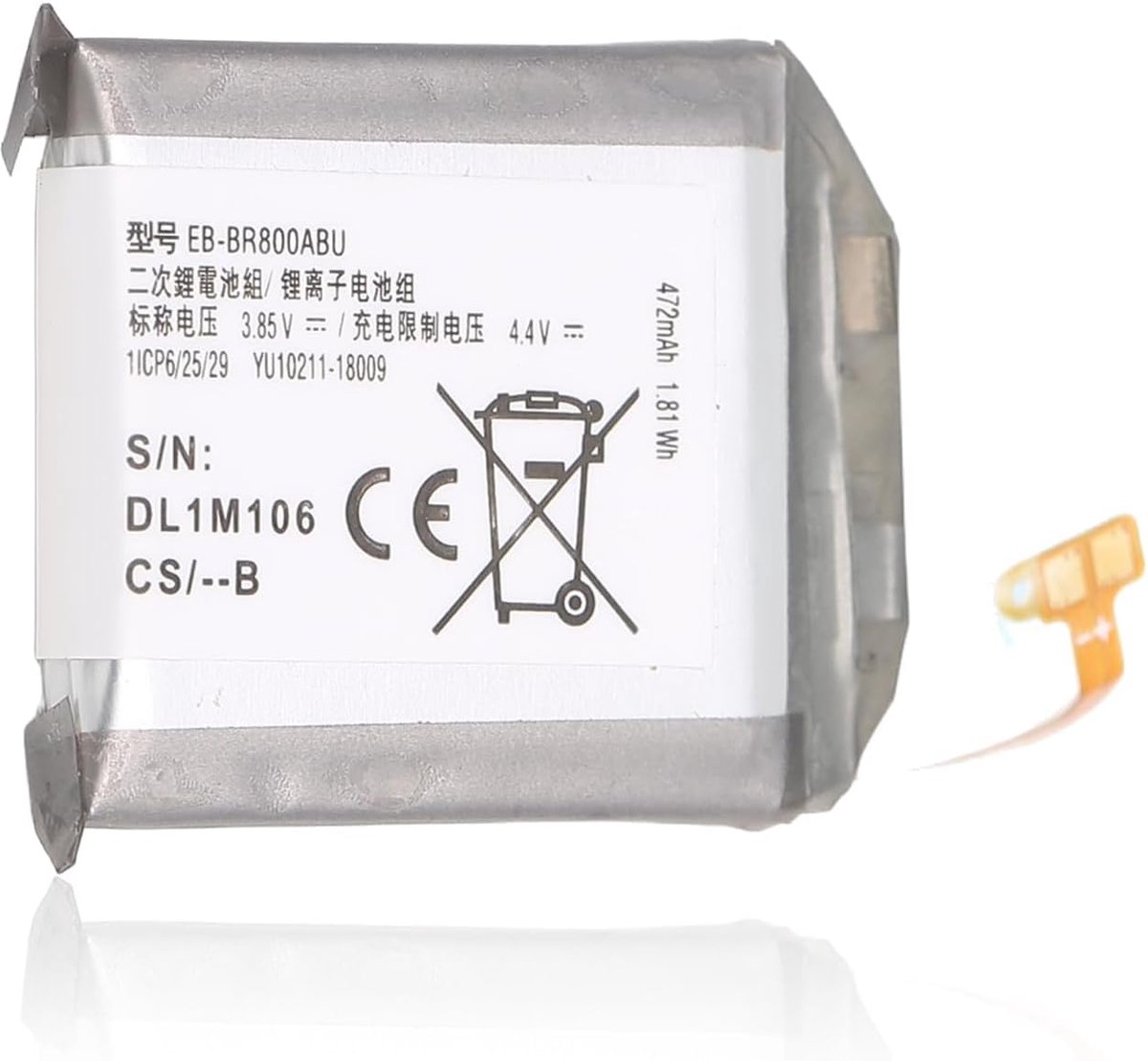472 MAh Horlogebatterij Vervangen, 3,85 V EB BR800ABU Smart Watch-Batterij voor S4 46 Mm SM R800 SM R805, Batterij met Meerdere Beveiligingen voor Horloge DIY-reparatie