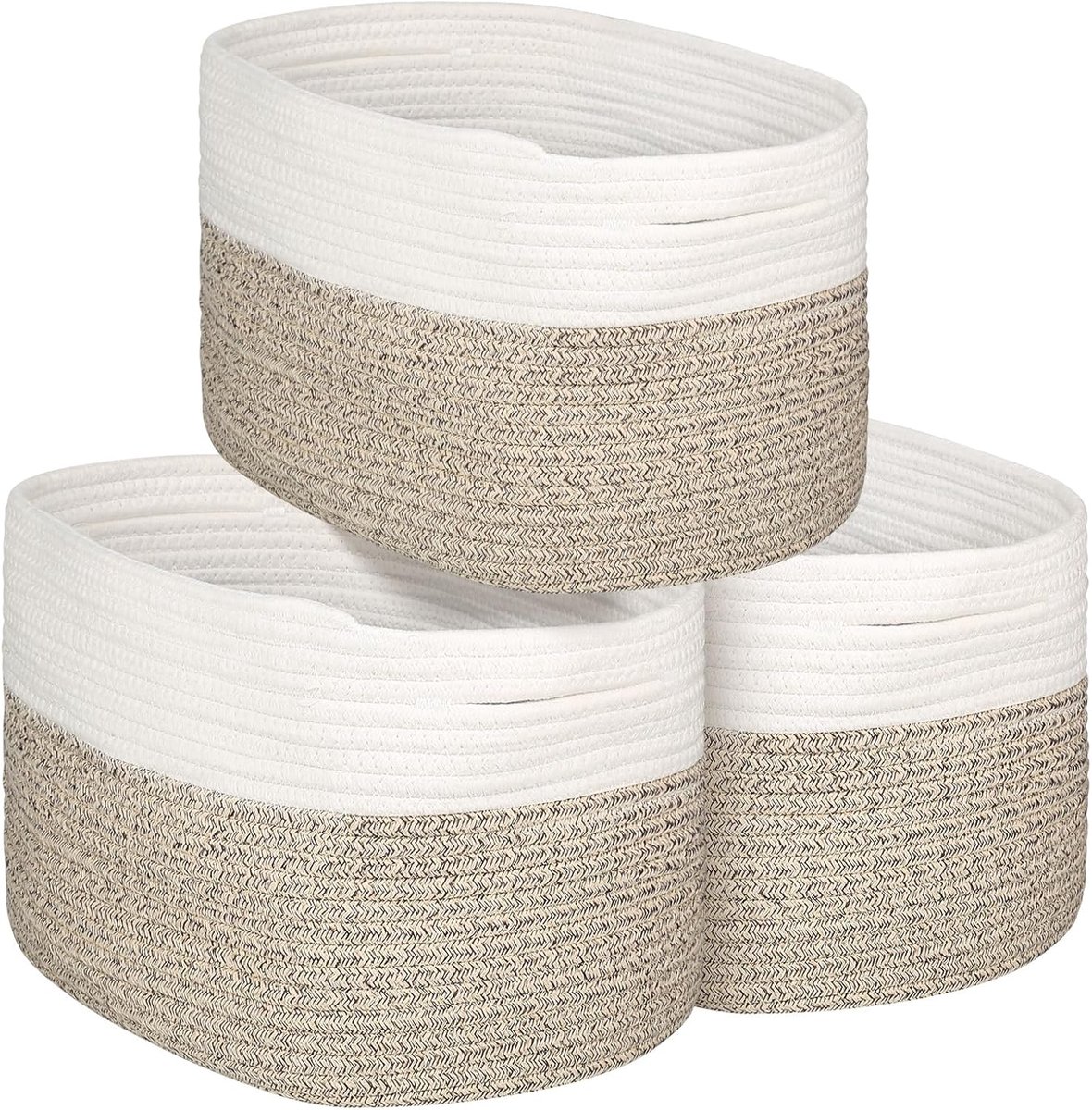 Opbergmand, 3-delige set, katoenen manden,36 x 25 x 22 cm, meng kleur