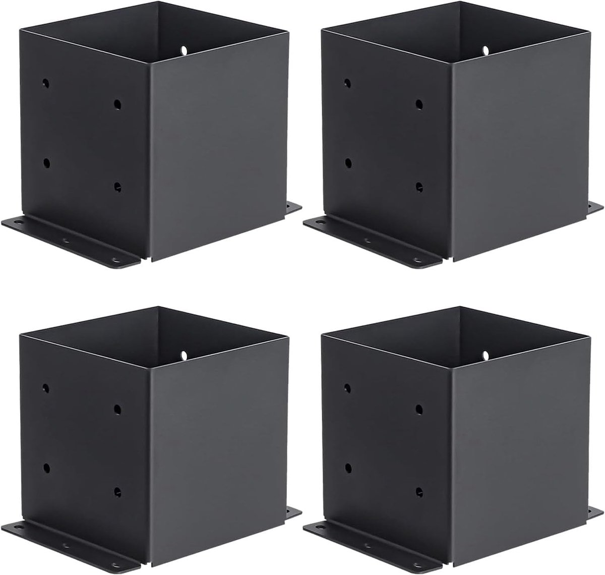 4 stuks 15,2 x 15,2 cm paalbasis Dekpaalankers, (binnenmaat 14,2 x 14,2 cm), Verstelbare paalbasis houders voor buitenhek, brievenbus, pergola-houders, hekset